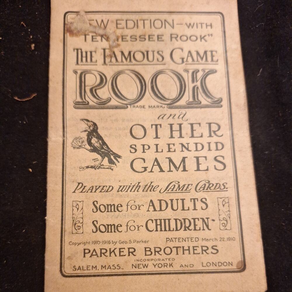 Parker Bros The Famous Game Of Rook and Other Splendid Games Leaflet- Circa 1920